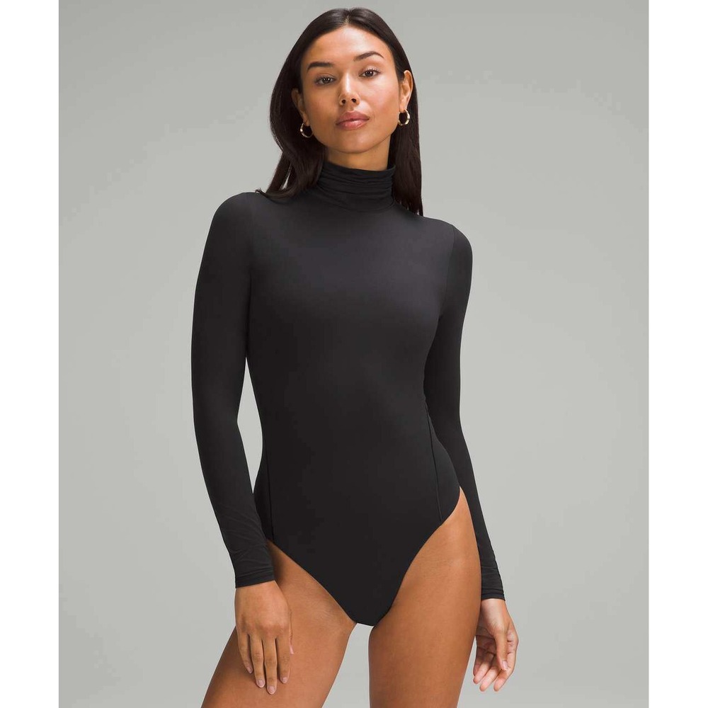 Lululemon Womens Bodysuit LW3HQLS Turtleneck Long Sleeve Black Size M Athleisure